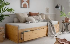 Ausziehbett 80/160x200cm "Jasmin" Kiefer massiv laugenfarbig