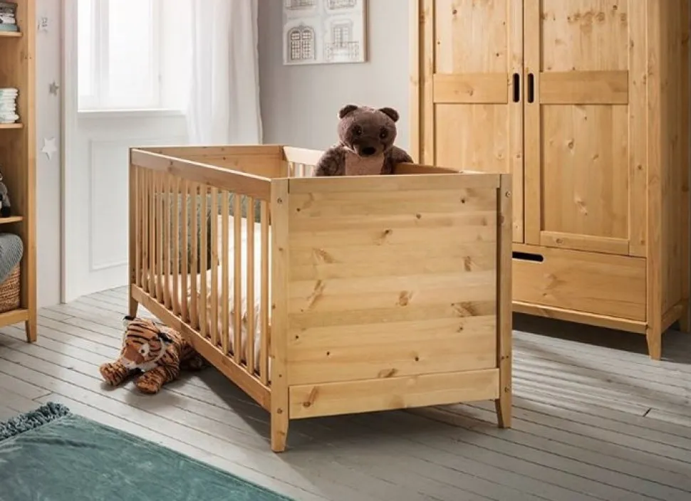 Babybett "Maja" Kiefer massiv laugenfarbig