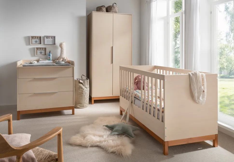 Babyzimmer 4-tlg. "Annabell" Kiefer creme & gebeizt