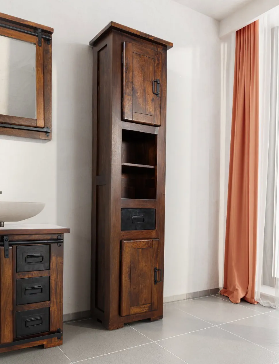 Badhochschrank 45x185cm 'Bayamo' Mango & Eisen