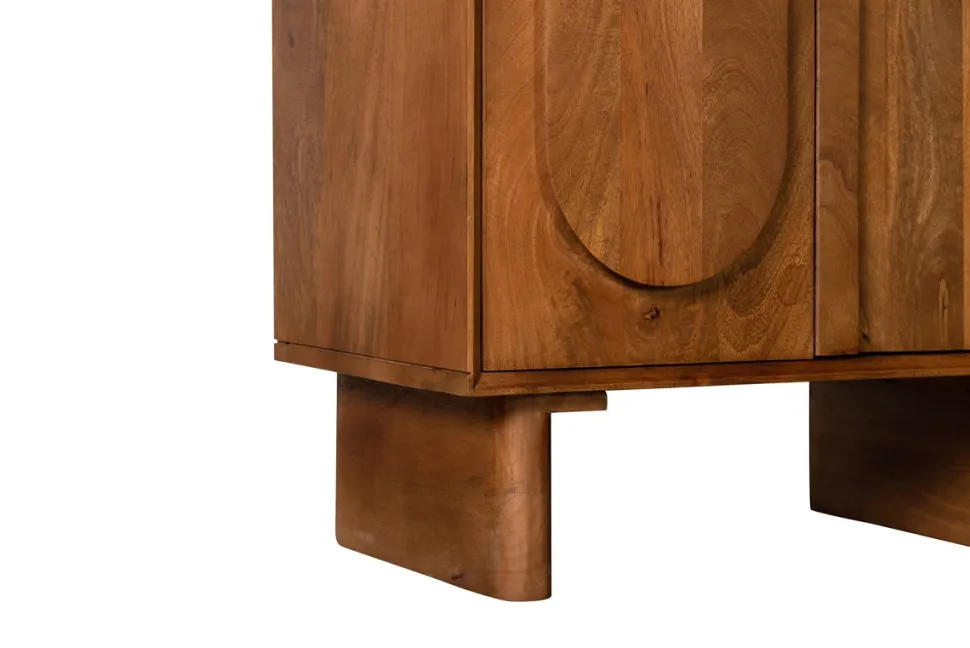 Badhochschrank 32x186cm 'Curves' Mango massiv dunkelbraun
