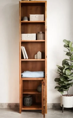 Badhochschrank 45x185cm 'Dakar' Akazie massiv lackiert