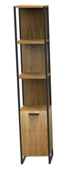 Badhochschrank 35x185cm 'Derry' Eiche massiv & Metall schwarz