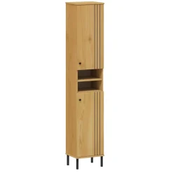Badhochschrank 35x190cm 'Detroit' Kiefer massiv eichefarbig & schwarz