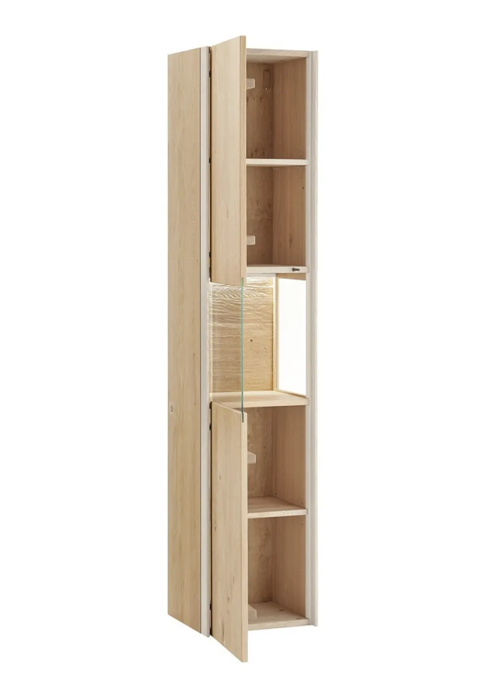 Badhochschrank 39x173cm inkl.Beleuchtung 'Avallon' Wildeiche geölt & creme Rechts