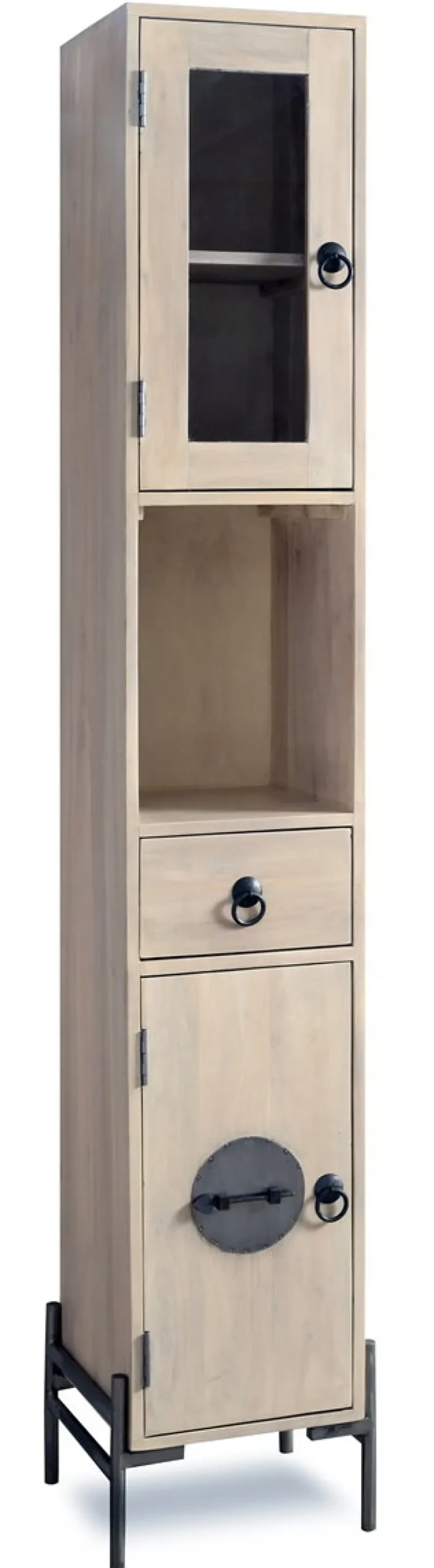 Badhochschrank 30x192cm 'Kjoto' Akazie massiv hell
