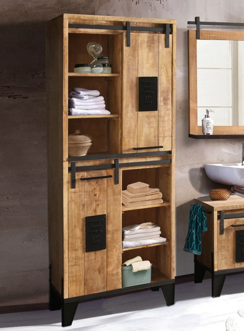 Badhochschrank 75x192cm 'Lena' Mango & Eisen
