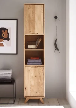 Badhochschrank 40x190cm 'Memphis' Wildeiche massiv geölt