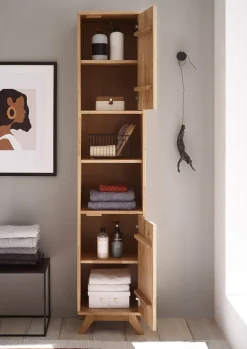 Badhochschrank 40x190cm 'Memphis' Wildeiche massiv geölt