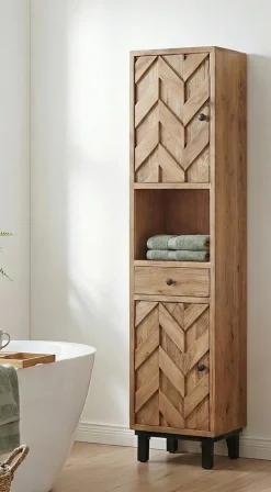Badhochschrank 45x190cm 'Ontario' Akazie massiv