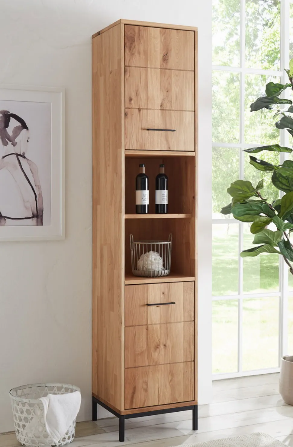 Badhochschrank 40x190cm 'Orlando' Wildeiche massiv geölt