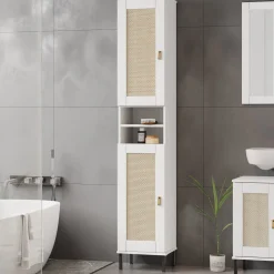 Badhochschrank 35x190cm 'Seattle' Kiefer massiv weiß