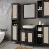 Badhochschrank 35x190cm 'Seattle' Kiefer massiv schwarz