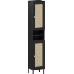 Badhochschrank 35x190cm 'Seattle' Kiefer massiv schwarz
