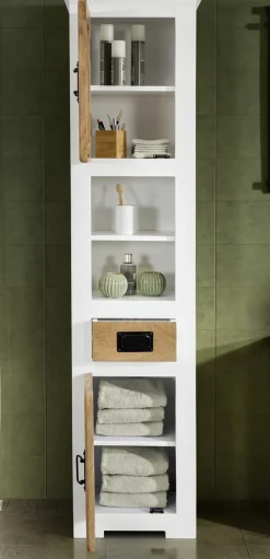 Badhochschrank 45x185cm 'Slyder' Mango weiß & natur