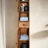 Badhochschrank 30x190cm 'Swing' Mango & Metall schwarz