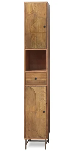 Badhochschrank 30x190cm 'Swing' Mango & Metall schwarz