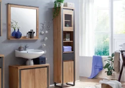 Badhochschrank 45x190cm 'Taipeh' Wildeiche & Metall gebürstet