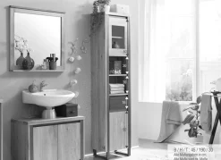 Badhochschrank 45x190cm 'Taipeh' Wildeiche & Metall gebürstet