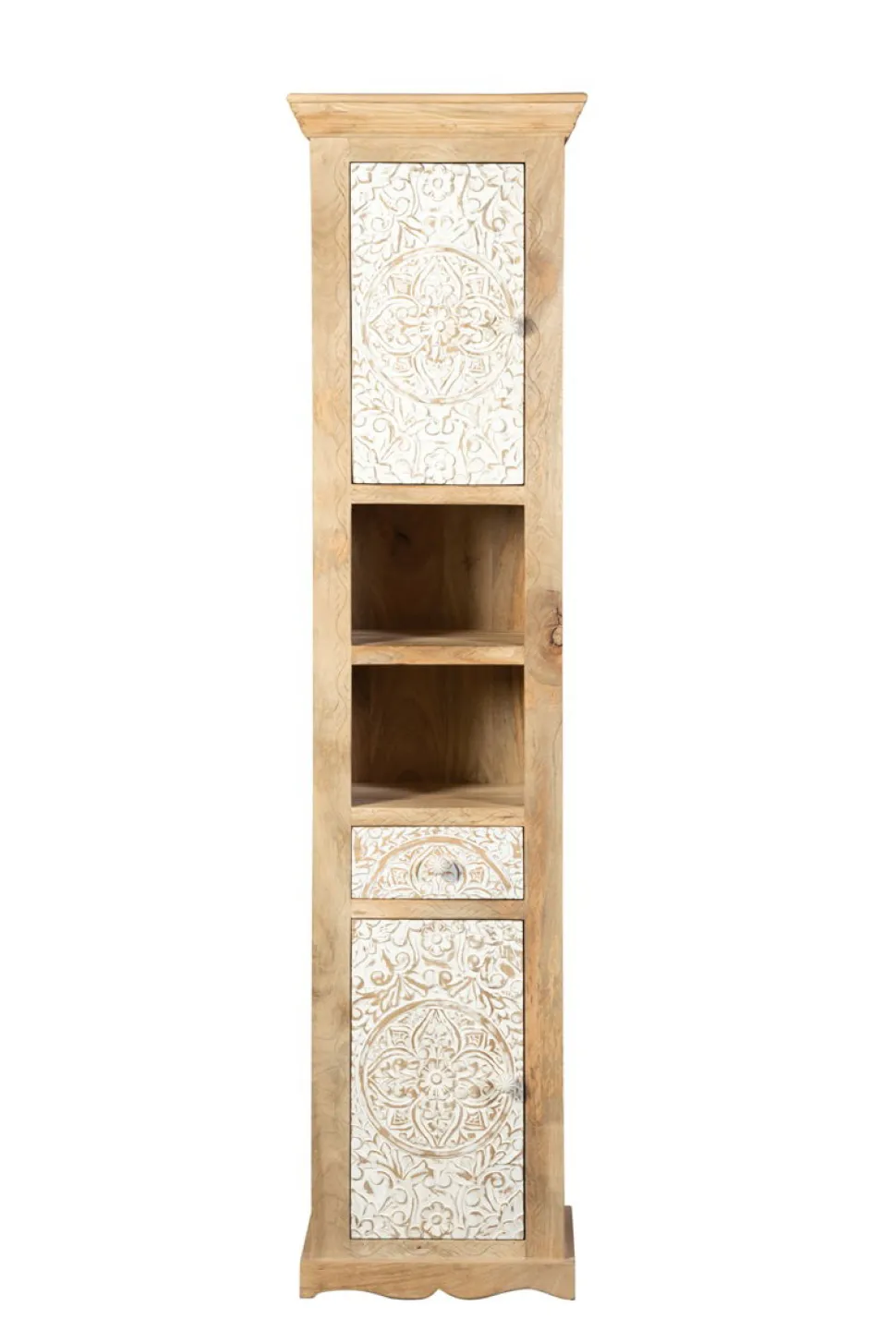 Badhochschrank 45x190cm 'Tibet' Mango natur & weiß antik