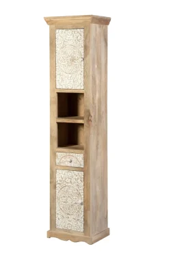 Badhochschrank 45x190cm 'Tibet' Mango natur & weiß antik
