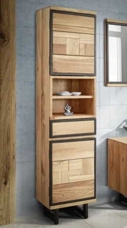 Badhochschrank 45x185cm 'Timbero' Eiche massiv hängend oder stehend