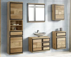 Badhochschrank 45x185cm 'Timbero' Eiche massiv hängend oder stehend