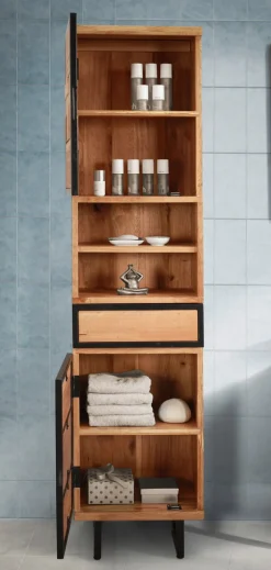 Badhochschrank 45x185cm 'Timbero' Eiche massiv hängend oder stehend