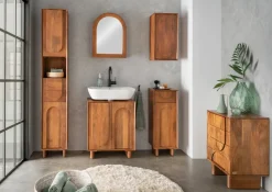 Badkommode 50x74cm 'Curves' Mango massiv dunkelbraun