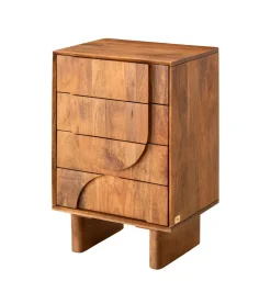 Badkommode 50x74cm 'Curves' Mango massiv dunkelbraun