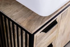 Bad komplett 5-tlg. 'Brooklyn' Mango & Metall schwarz Glasoberschrank
