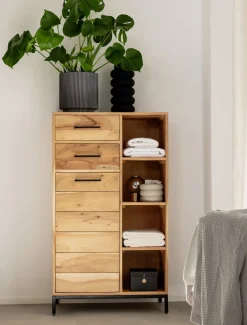 Badmidischrank 67x116cm 'Albany' Akazie massiv lackiert