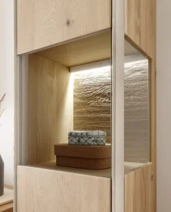 Badmidischrank 39x134cm inkl.Beleuchtung 'Avallon' Wildeiche geölt & creme Rechts