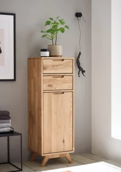 Badmidischrank 40x115cm 'Memphis' Wildeiche massiv geölt 2 SK