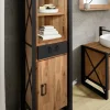 Badmidischrank 45x150cm 'Montreux' Akazie & Metall schwarz