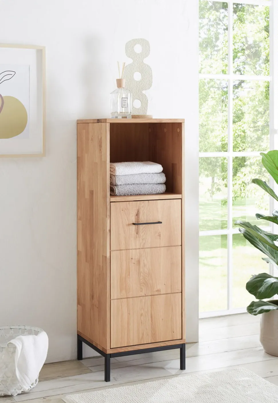 Badmidischrank 40x115cm 'Orlando' Wildeiche massiv geölt