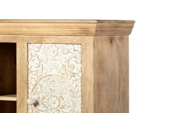 Badmidischrank 67x115cm 'Tibet' Mango natur & weiß antik