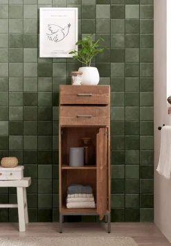 Badmidischrank 40x115cm "Winston" Akazie massiv sägerau 2SK