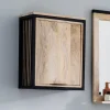 Badoberschrank 43x55cm 'Brooklyn' Mango & Metall schwarz