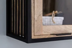 Badoberschrank 43x55cm 'Brooklyn' Mango & Metall schwarz