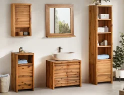Badoberschrank 40x70cm 'Dakar' Akazie massiv lackiert