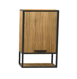 Badoberschrank 35x60cm 'Derry' Eiche massiv & Metall schwarz