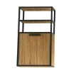 Badoberschrank 35x90cm 'Derry' Eiche massiv & Metall schwarz