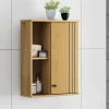 Badoberschrank 52x70cm 'Detroit' Kiefer massiv eichefarbig & schwarz