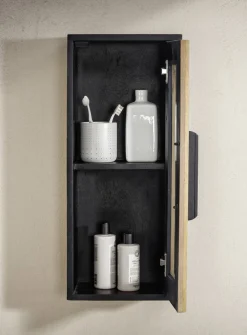 Badoberschrank 30x70cm 'Namibia' Eiche & Mango schwarz