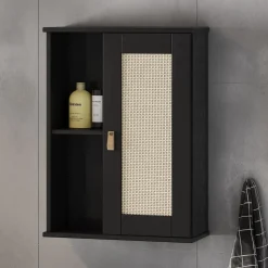 Badoberschrank 52x70cm 'Seattle' Kiefer massiv schwarz