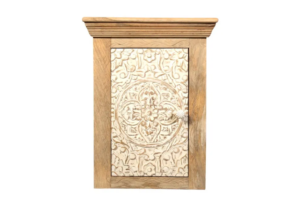 Badoberschrank 45x60cm 'Tibet' Mango natur & weiß antik