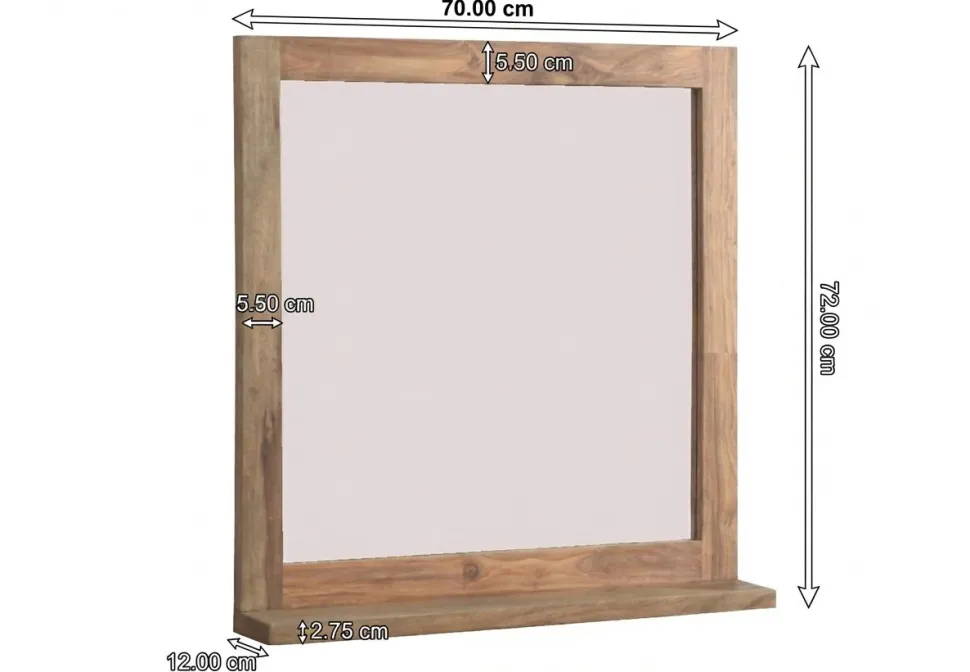 Badspiegel mit Ablage 70x72cm 'Oxford' Sheesham massiv