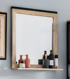 Badspiegel 68x75cm 'Brooklyn' Mango & Metall schwarz