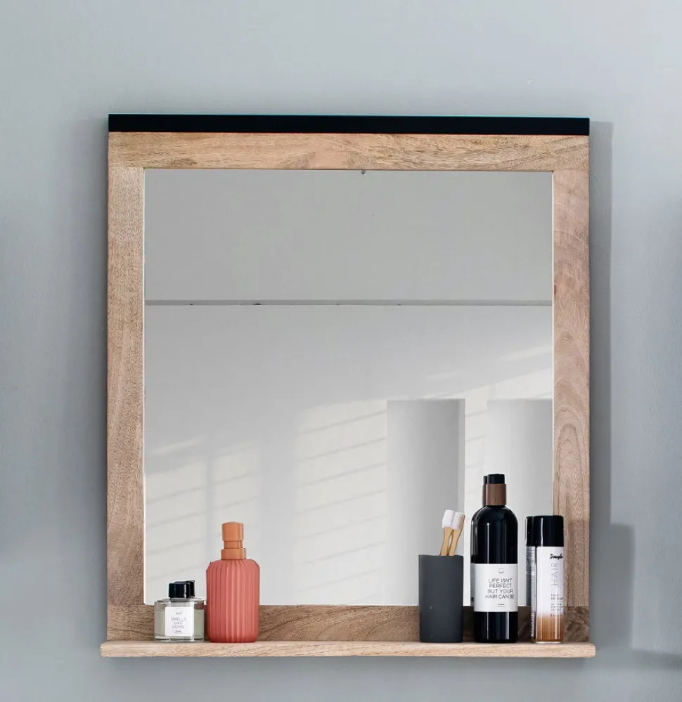 Badspiegel 68x75cm 'Brooklyn' Mango & Metall schwarz